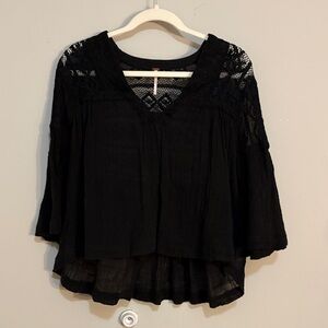 Free People Black Lace Blouse